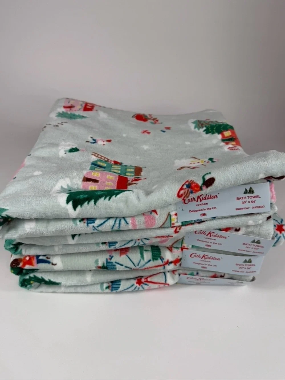 9 PC Cath Kidston Snowy Day Duckegg 4 Bath 3 Kitchen 2 Hand Towels Christmas NWT